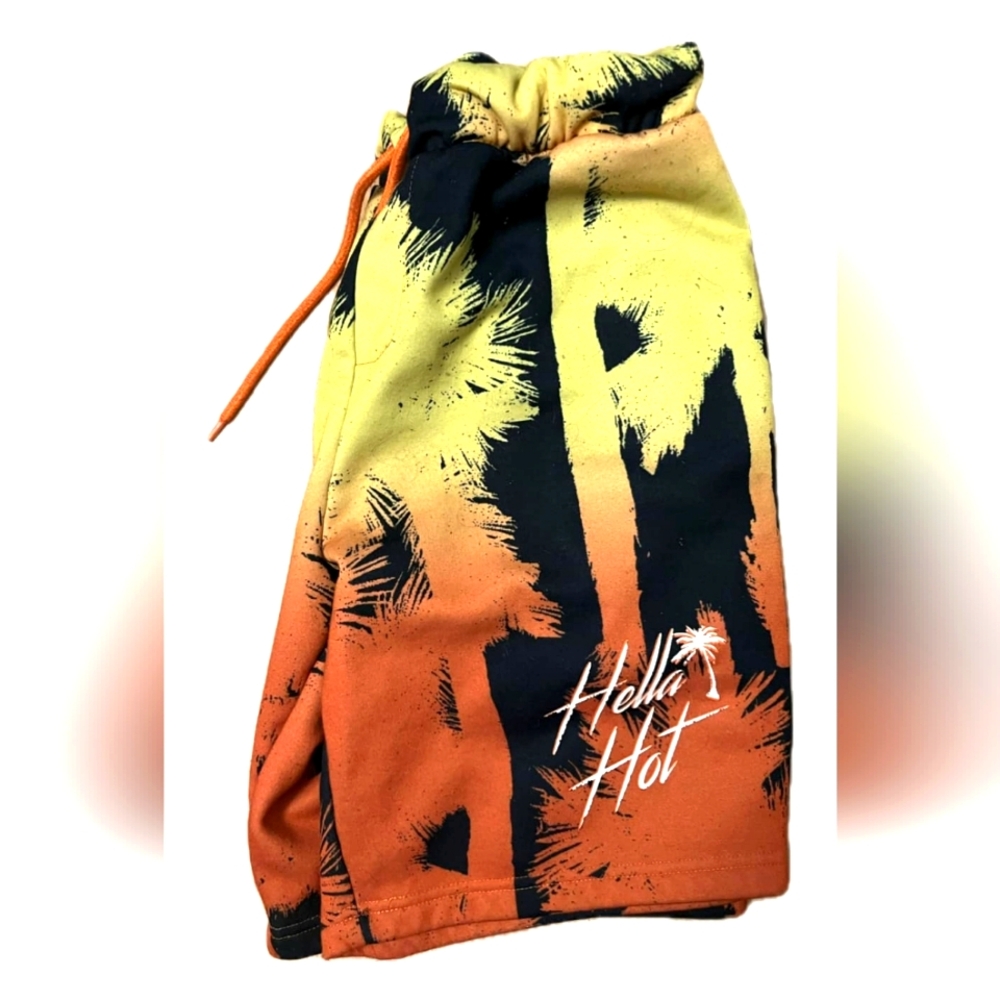 Men's Orange and Black Shorts